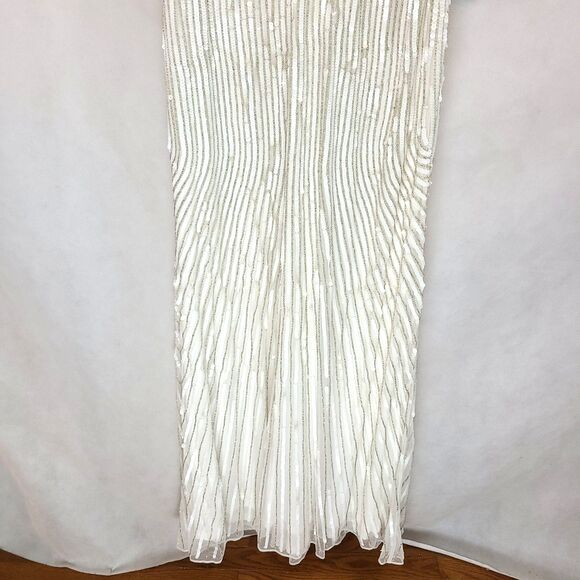 New MAC DUGGAL (10817) White Sequin & Silver Beads Spaghetti Strap Gown Wn's (8) - Picture 5 of 16